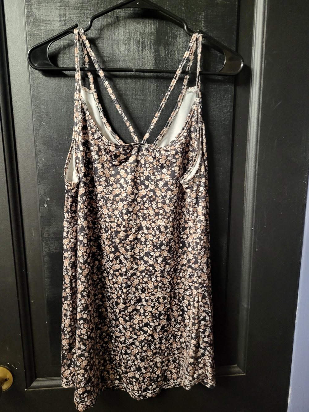 Floral Slip Camisole Dress - Black & Beige